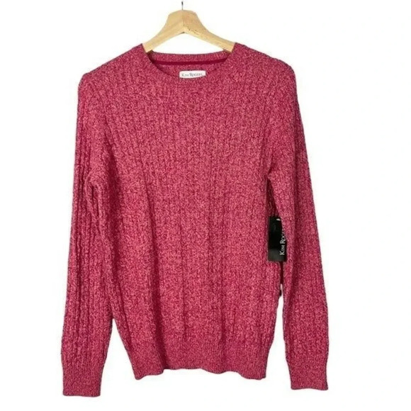 Kim Rogers Sangria Red Ribbed Knit Crew Neck Sweater M - Picture 1 of 4